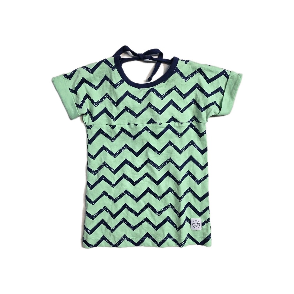 indikidual Baby Girls  Dress Chevron PrintGreen 0-6 Months  NWT Boutique Organic